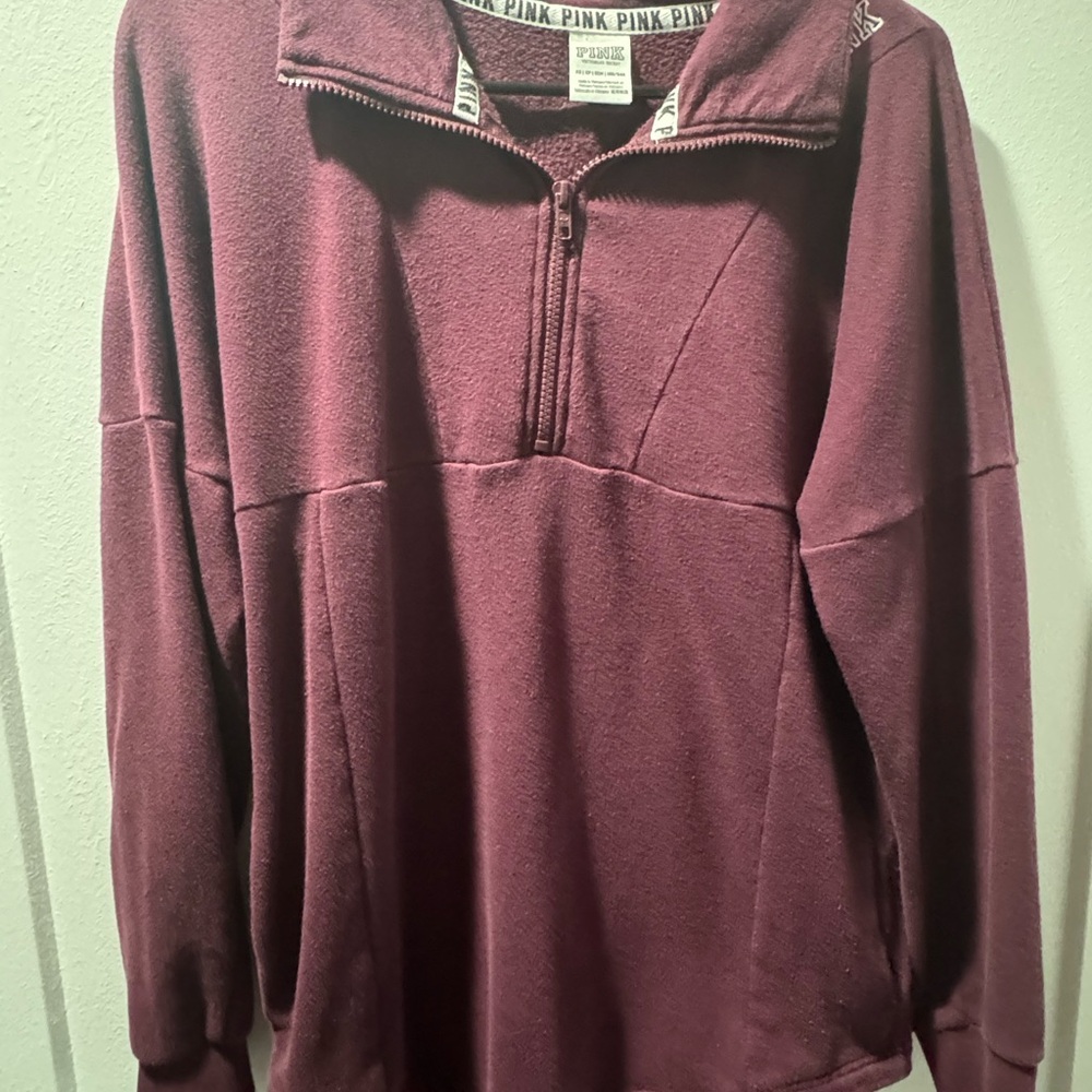 PINK Victoria's Secret Maroon Quarter-Zip Sweatshirt